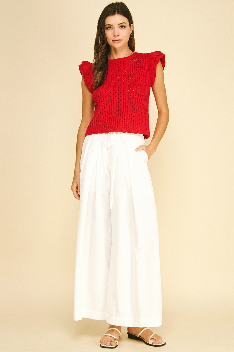 Ivory Ease Wide Leg Trousers