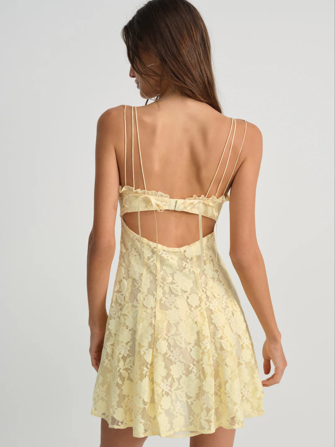 For Love & Lemons Kate Mini Dress (Yellow)