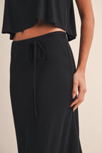 Linen Flare Crop Top And Bias Maxi Skirt