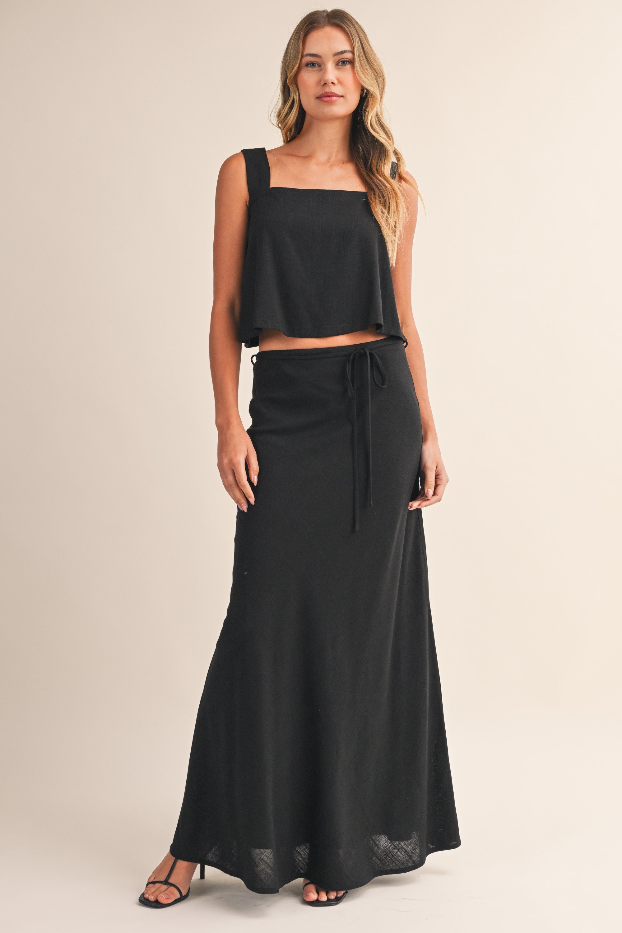Linen Flare Crop Top And Bias Maxi Skirt Main image