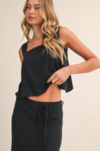 Linen Flare Crop Top And Bias Maxi Skirt