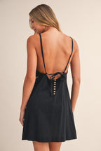 Becca Backless Mini Dress (Black)