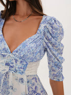 For Love & Lemons Rosalyn Mini Dress (Blue)