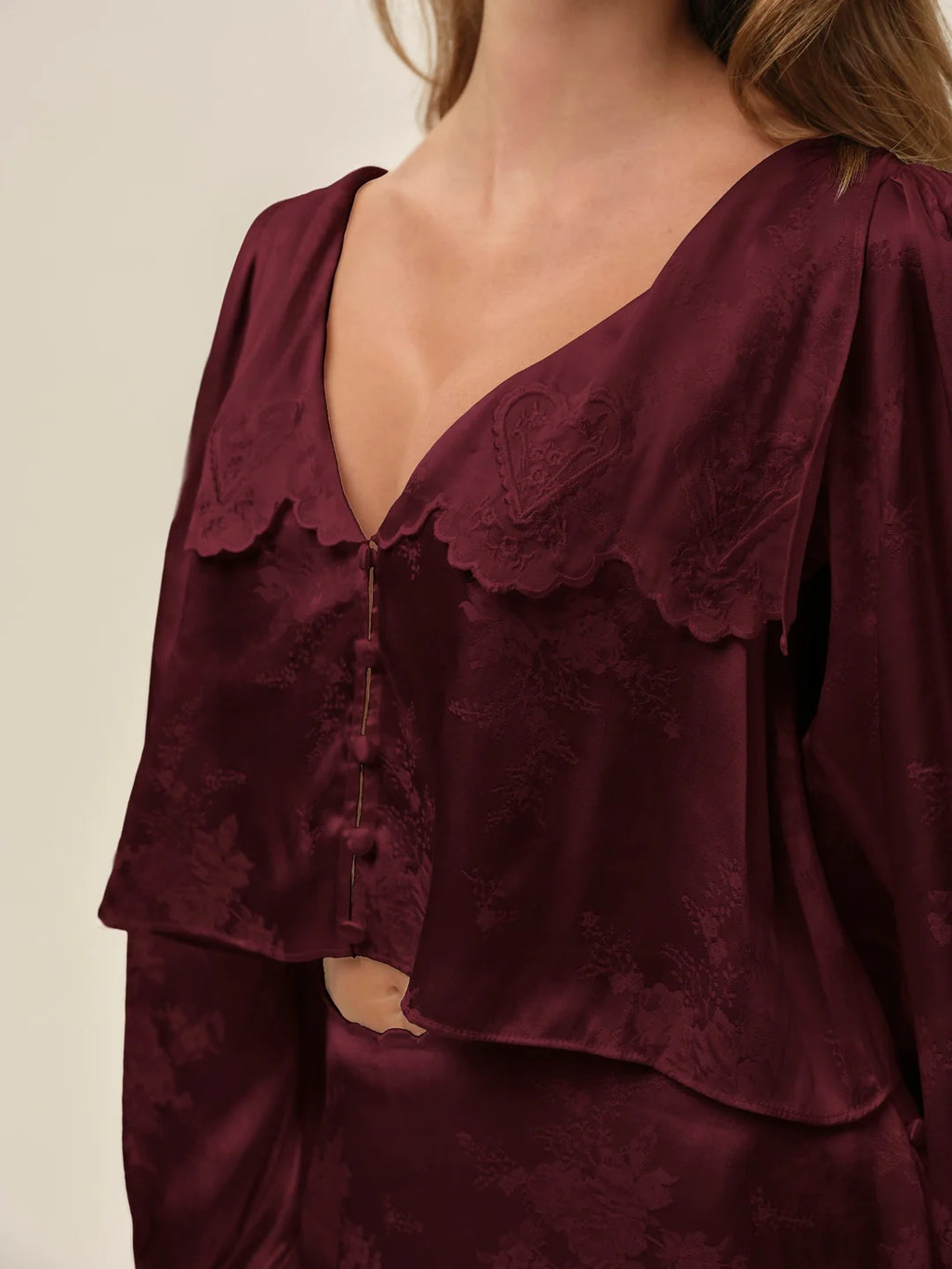 For Love & Lemons Locked Hearts Top (Burgundy)