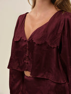 For Love & Lemons Locked Hearts Top (Burgundy)