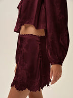 For Love & Lemons Locked Hearts Skort (Burgundy)