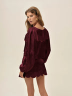 For Love & Lemons Locked Hearts Skort (Burgundy)