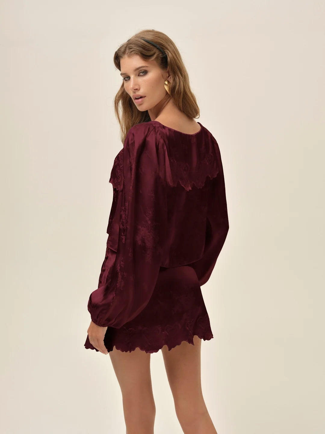 For Love & Lemons Locked Hearts Skort (Burgundy)