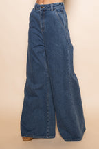 High Waisted Wide Leg Denim Jeans