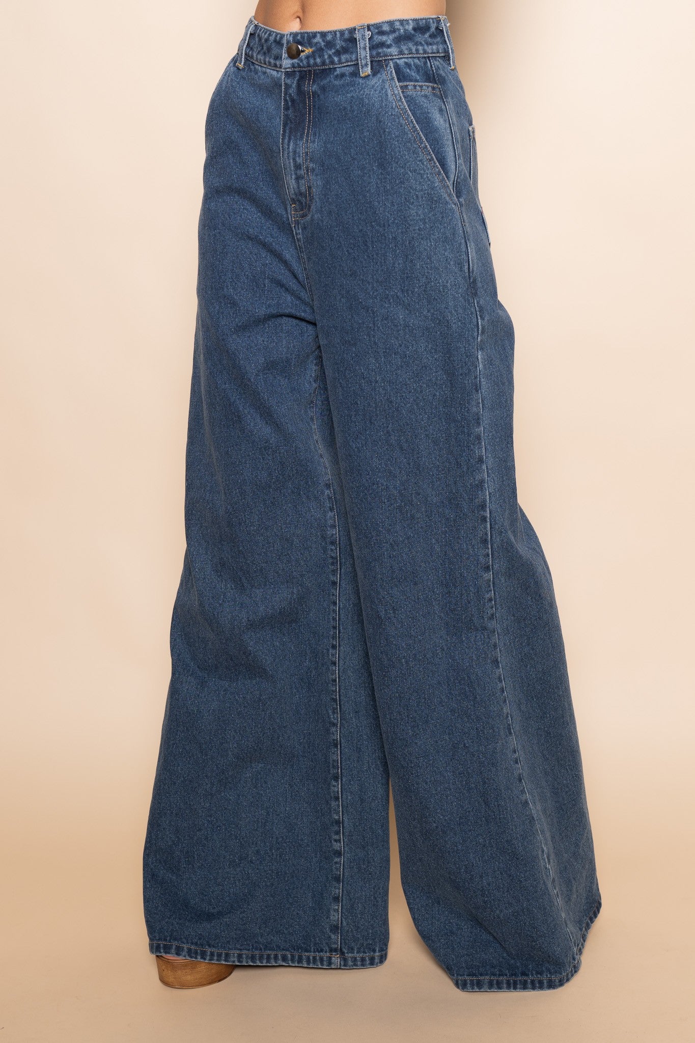 High Waisted Wide Leg Denim Jeans