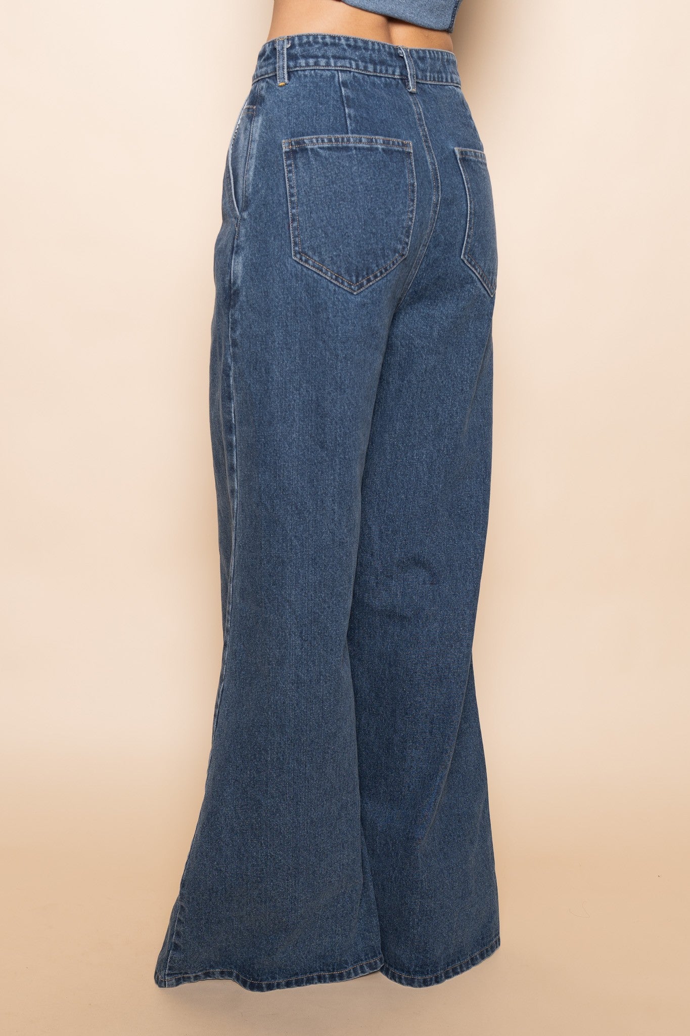 High Waisted Wide Leg Denim Jeans