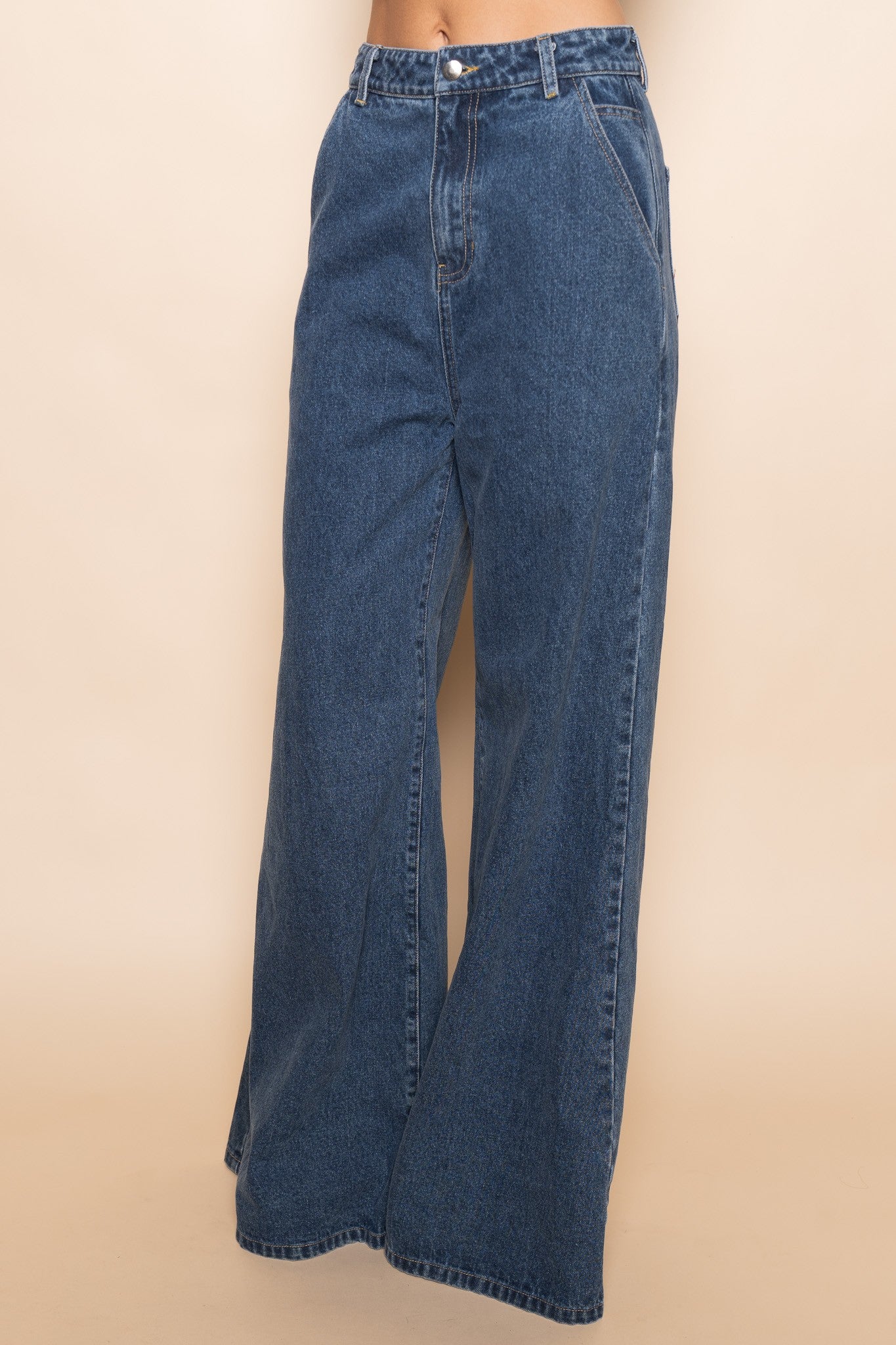 High Waisted Wide Leg Denim Jeans