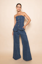 High Waisted Wide Leg Denim Jeans