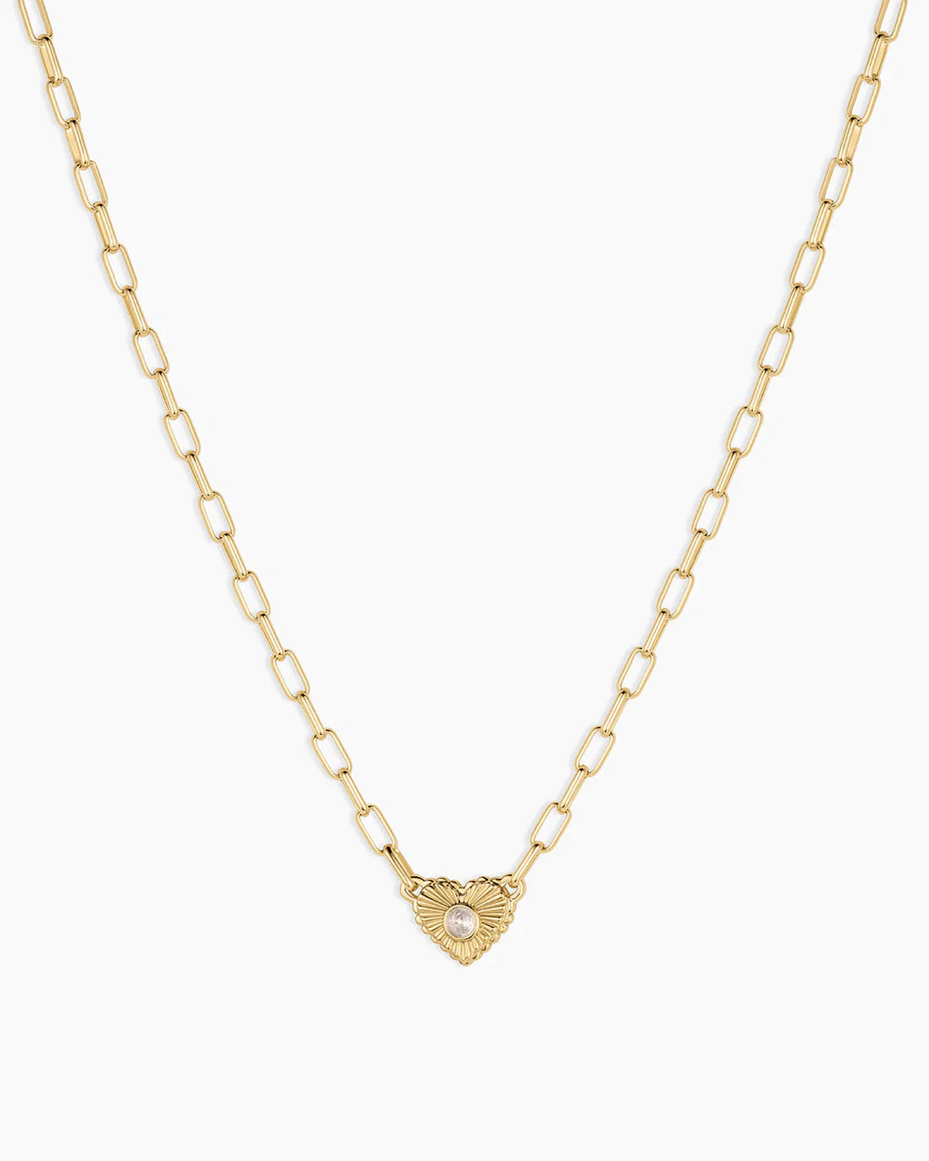 Gorjana Birthstone Heart Necklace- White Topaz