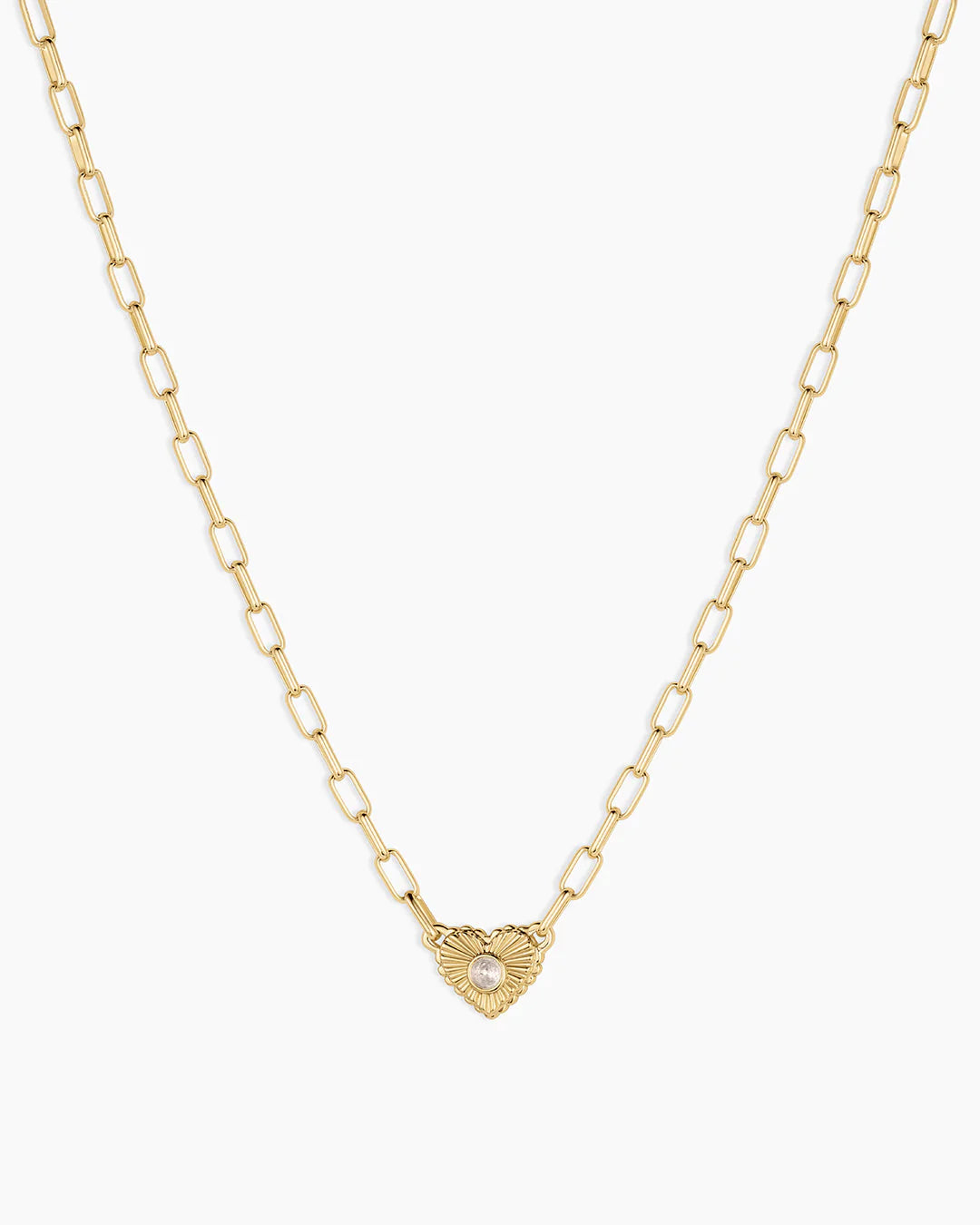 Gorjana Birthstone Heart Necklace- White Topaz Main image