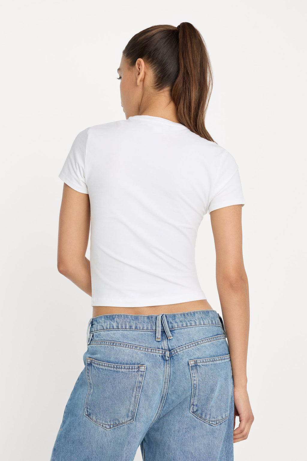 Good American Super Stretch Baby Tee (White 001)