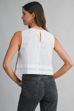 Pintuck Pleated Front Bow Detail Top