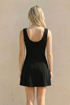 Charlee Sleeveless Stretch Linen Mini Dress (Black)