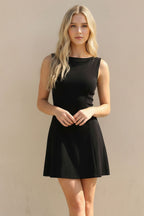 Charlee Sleeveless Stretch Linen Mini Dress (Black)