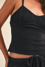 Black Ruched Bust Strappy Cami Top
