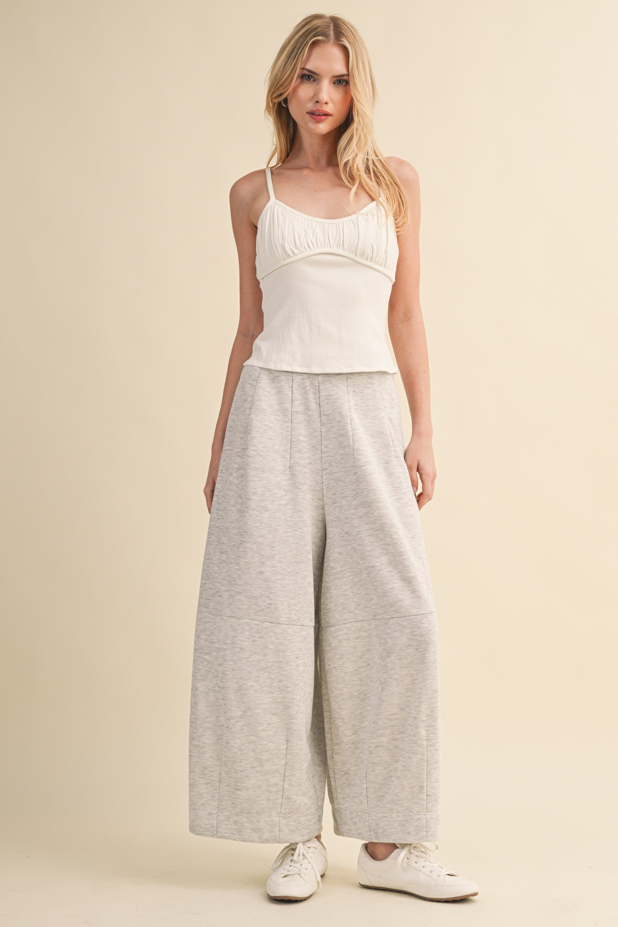 Off White Ruched Bust Strappy Cami Top