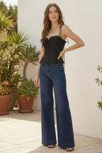 Eyelet Bustier Peplum Top
