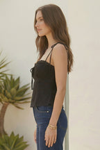Eyelet Bustier Peplum Top