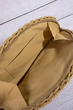Straw Woven Half Moon Clutch Bag Straw Woven Half Moon Clutch Bag (Khaki)