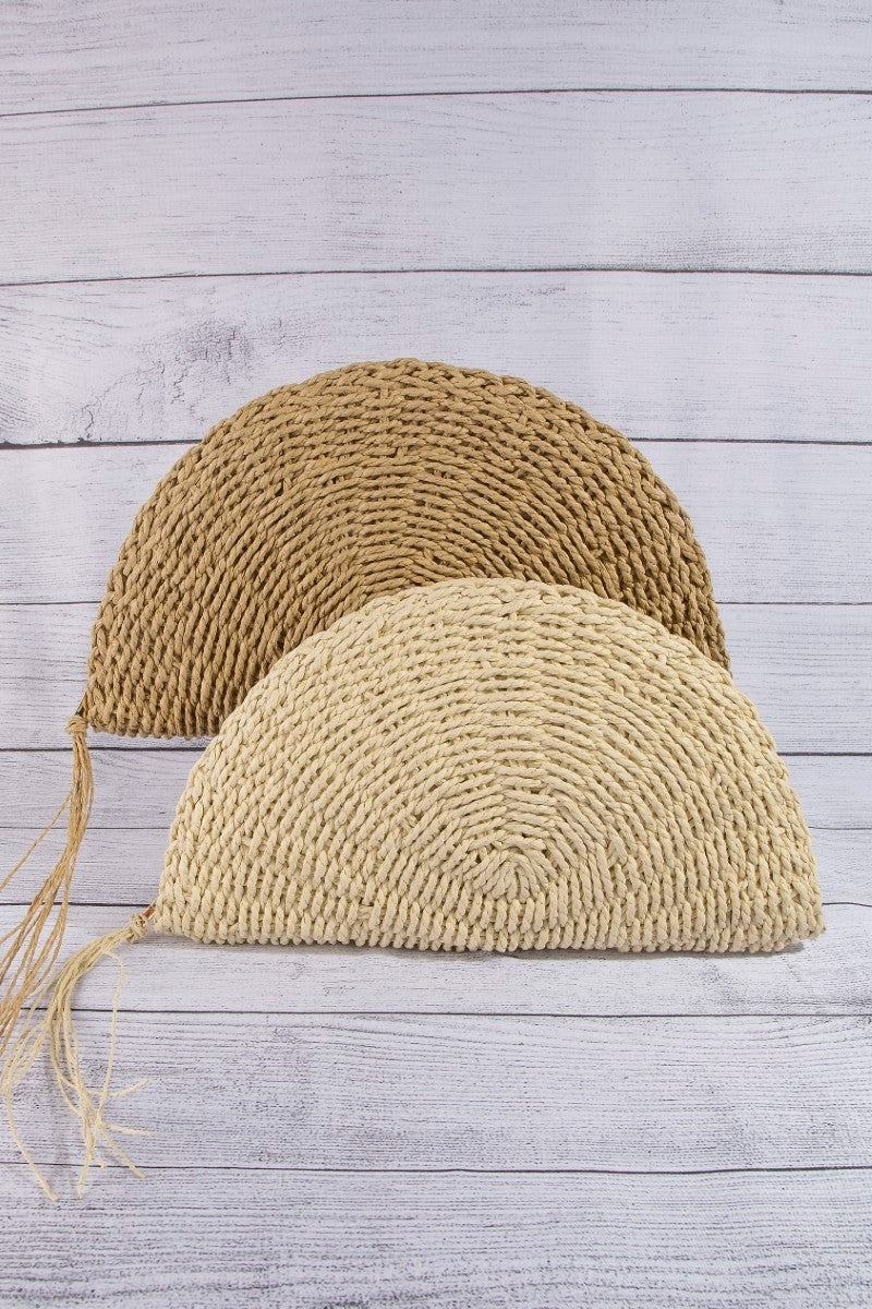 Straw Woven Half Moon Clutch Bag Straw Woven Half Moon Clutch Bag (Beige) Secondary image