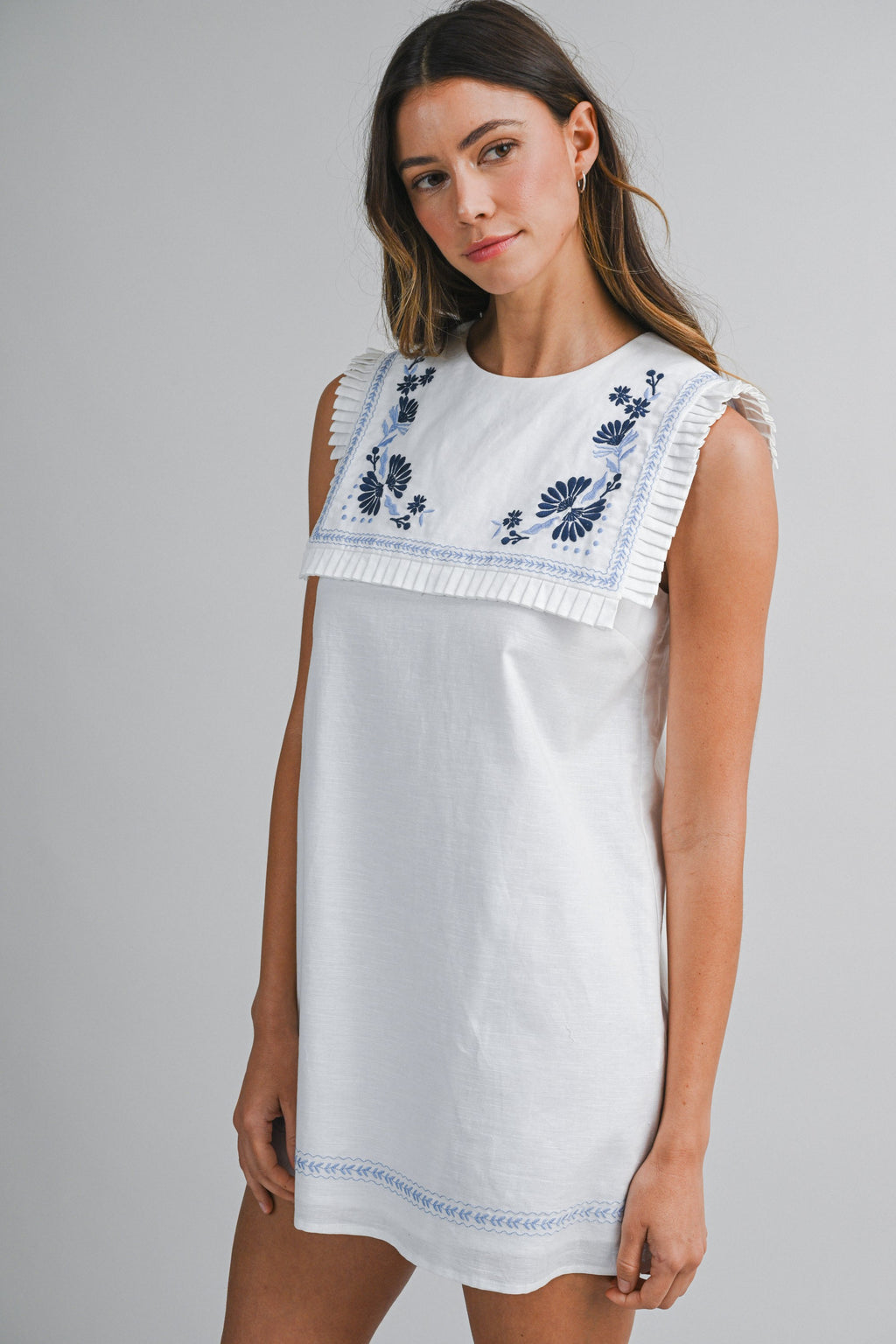 Sailor Embroidered Mini Dress