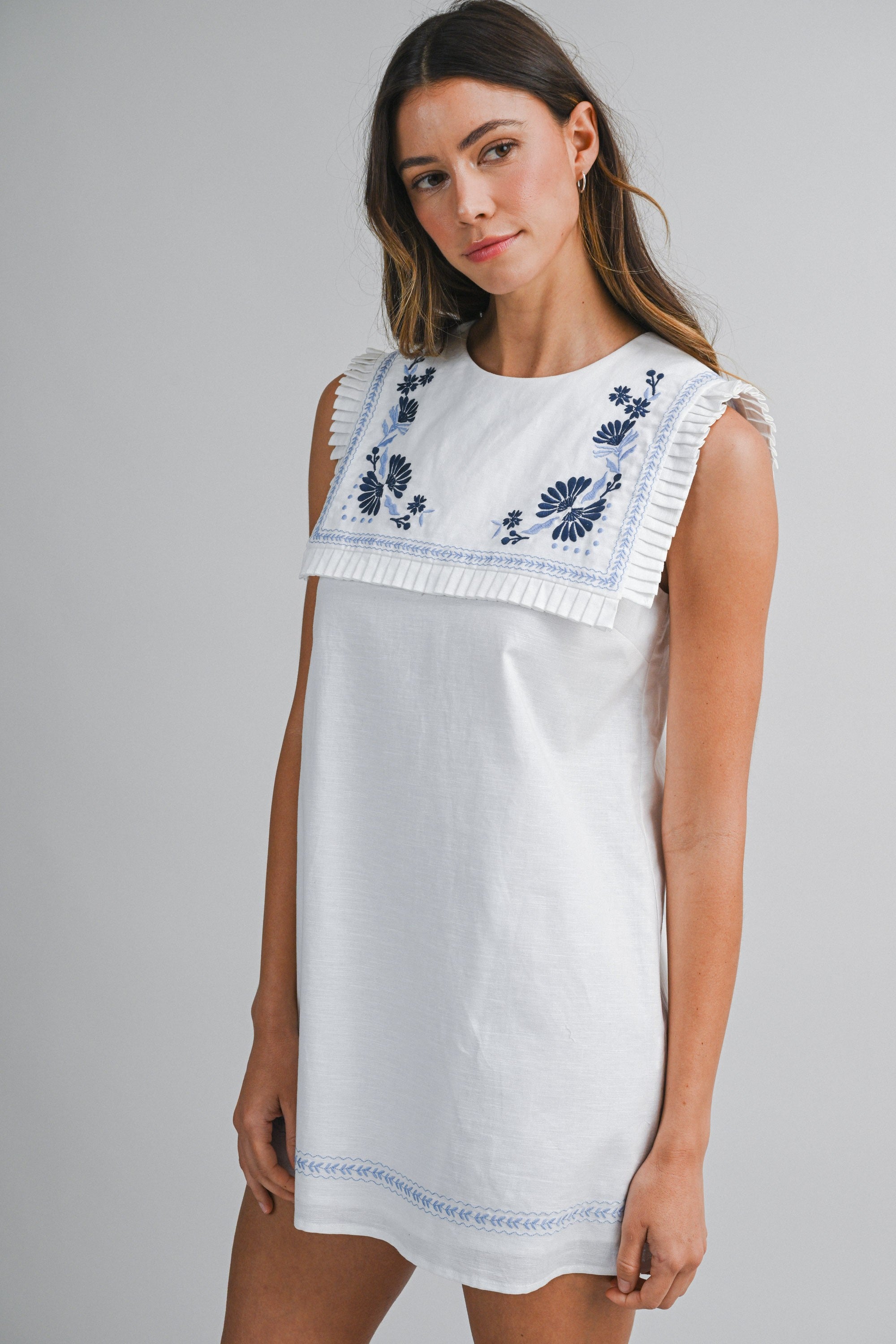 Sailor Embroidered Mini Dress