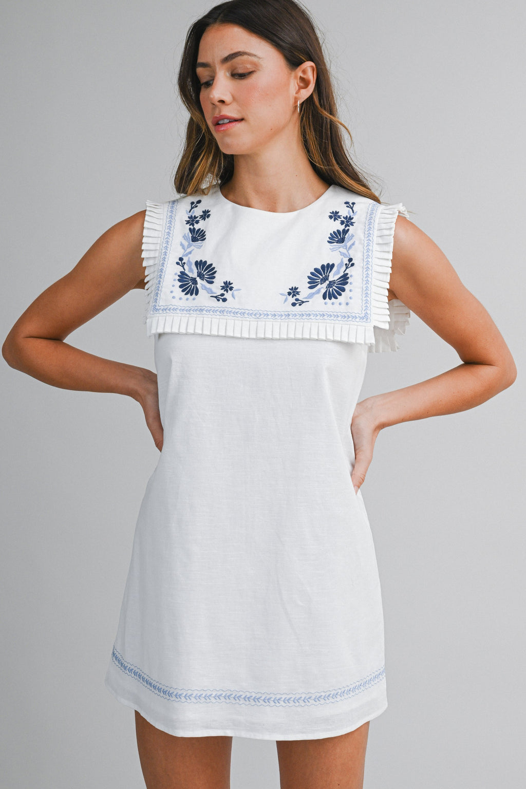 Sailor Embroidered Mini Dress