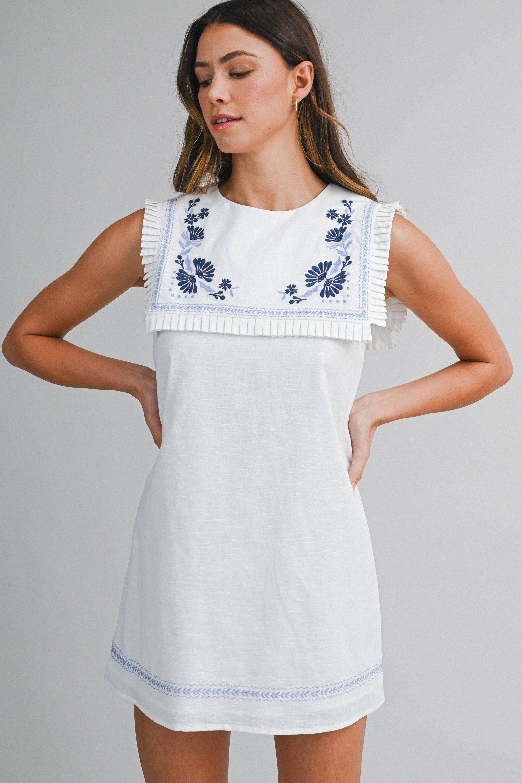Sailor Embroidered Mini Dress