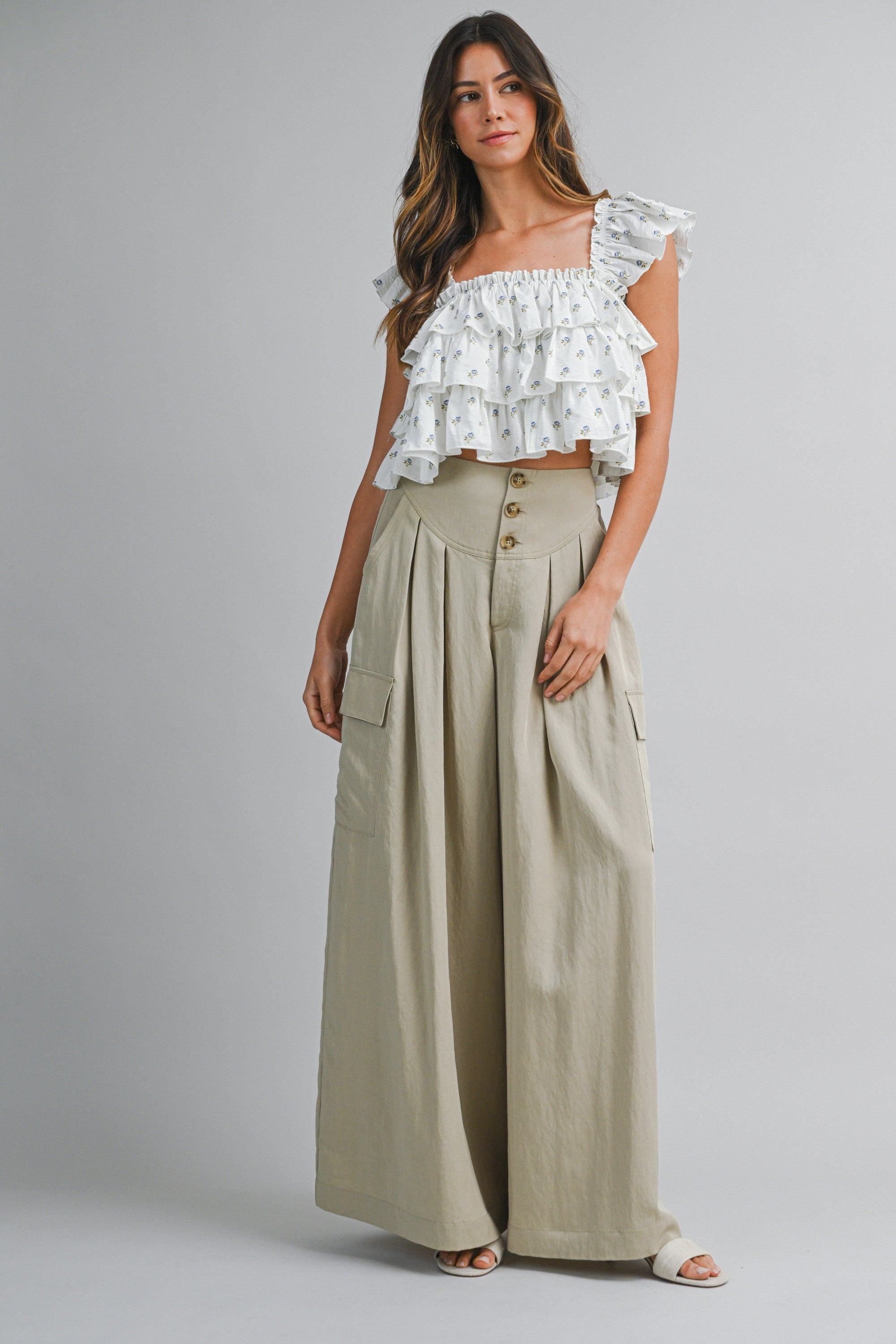 Daisy Veil Ruffle Blouse (Off White)