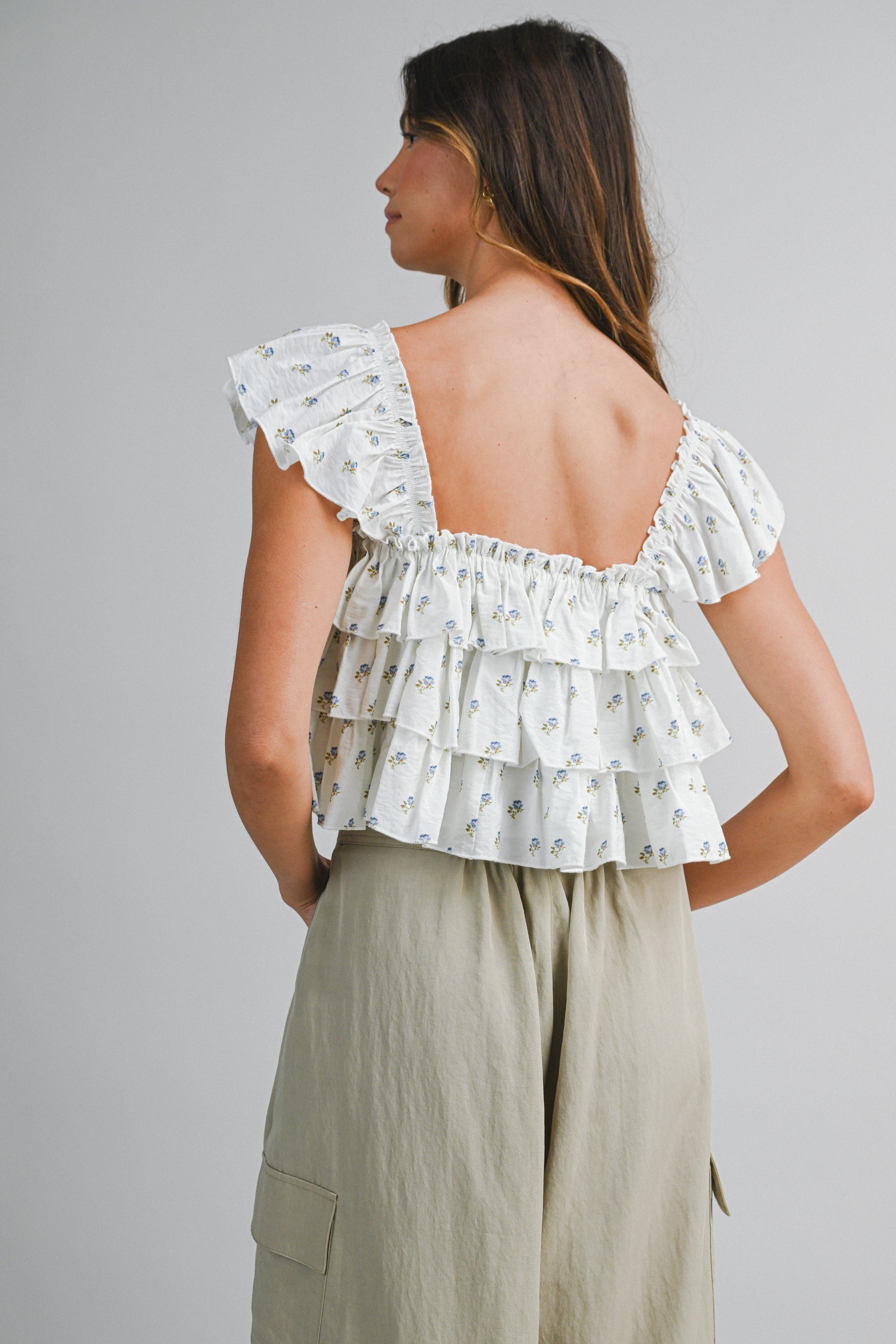 Daisy Veil Ruffle Blouse (Off White) Secondary image