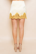 Lace Edge Wrap Mini Skirt