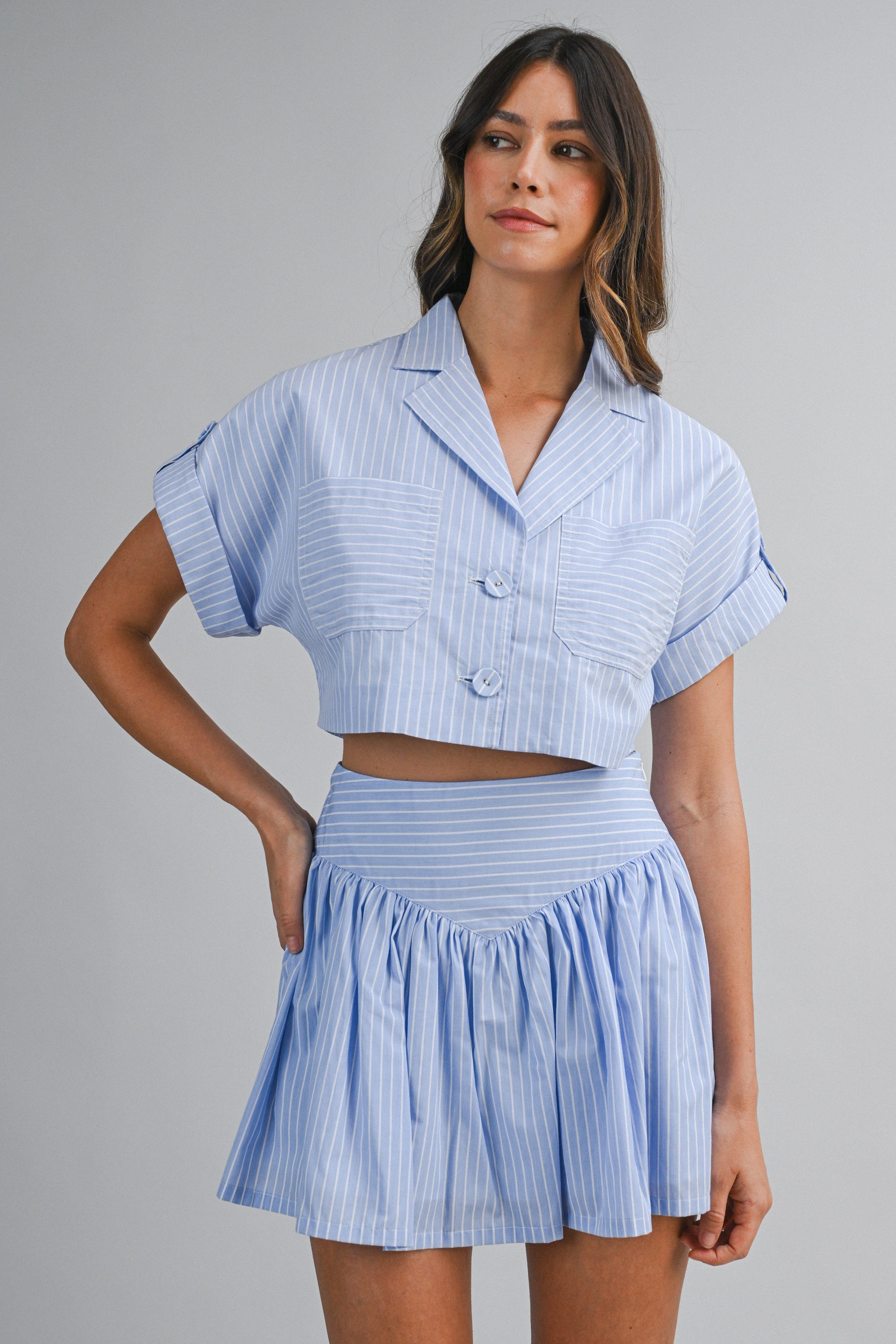 Becca Stripe Crop Top & Skirt Set