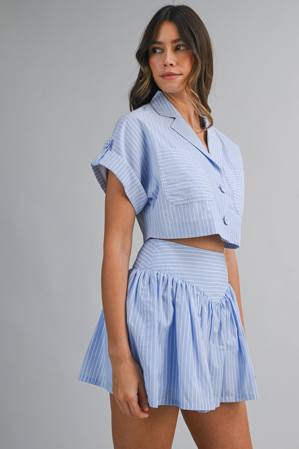 Becca Stripe Crop Top & Skirt Set