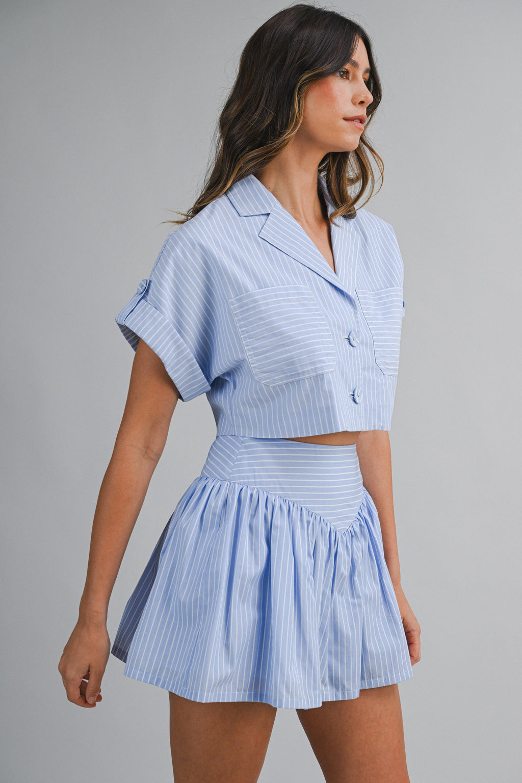 Becca Stripe Crop Top & Skirt Set