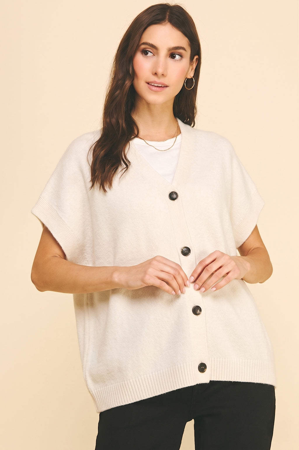 Oversized Button Down Sweater Vest