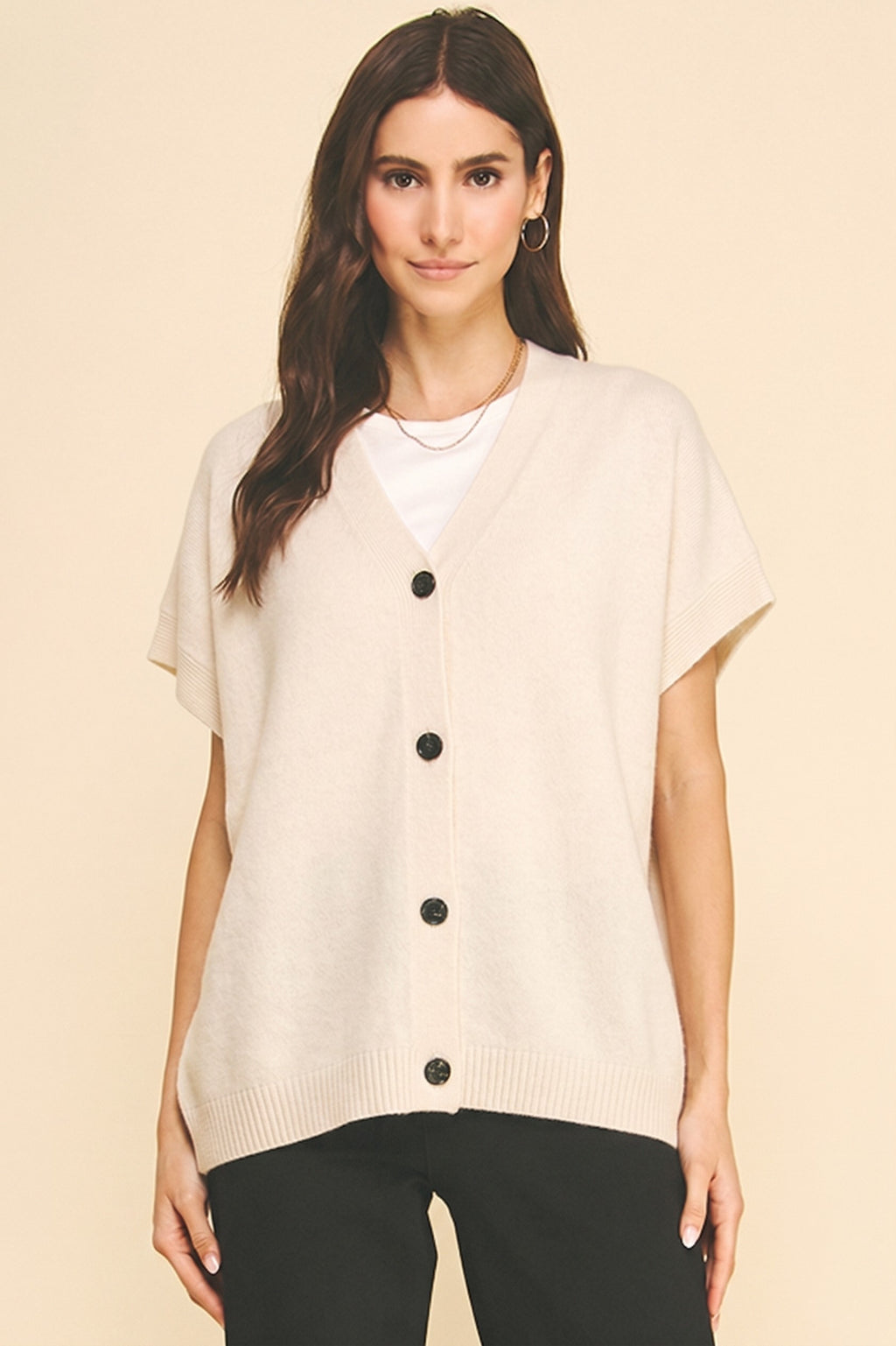 Oversized Button Down Sweater Vest