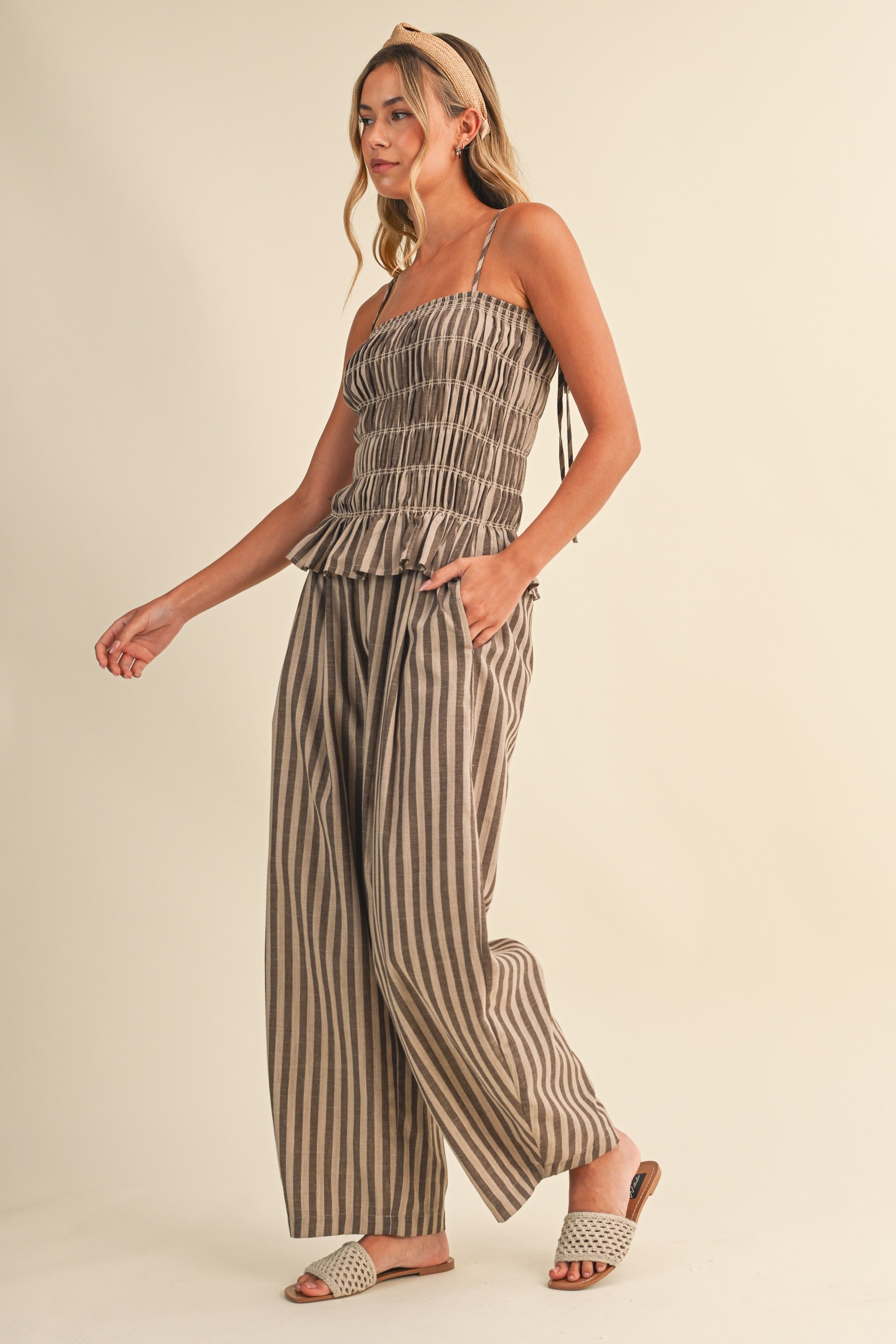 Jackie Smocked Peplum Jumpsuit