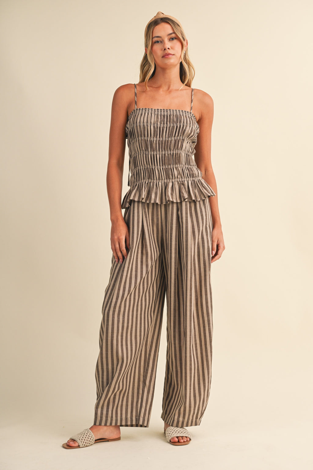 Jackie Smocked Peplum Jumpsuit