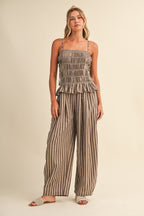 Jackie Smocked Peplum Jumpsuit