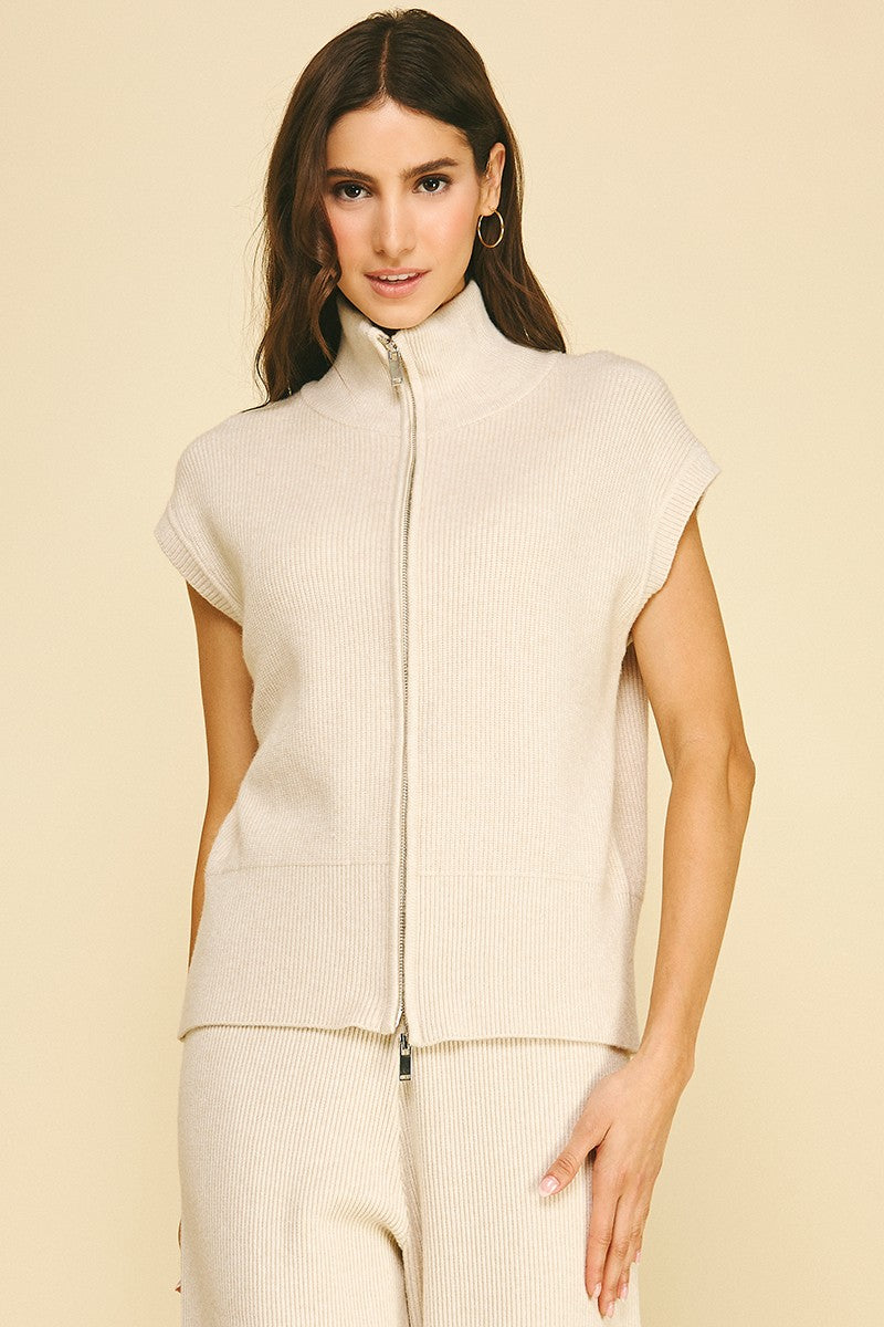Mock Neck Zip-Up Sweater
