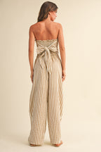Klesis Striped Smocked Back Tie Handkercheif Top And Barrel Pants