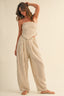 Klesis Striped Smocked Back Tie Handkercheif Top And Barrel Pants