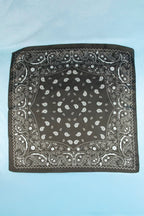 Bandana Paisley Print Satin Square Scarf (Olive)