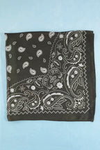Bandana Paisley Print Satin Square Scarf (Olive)