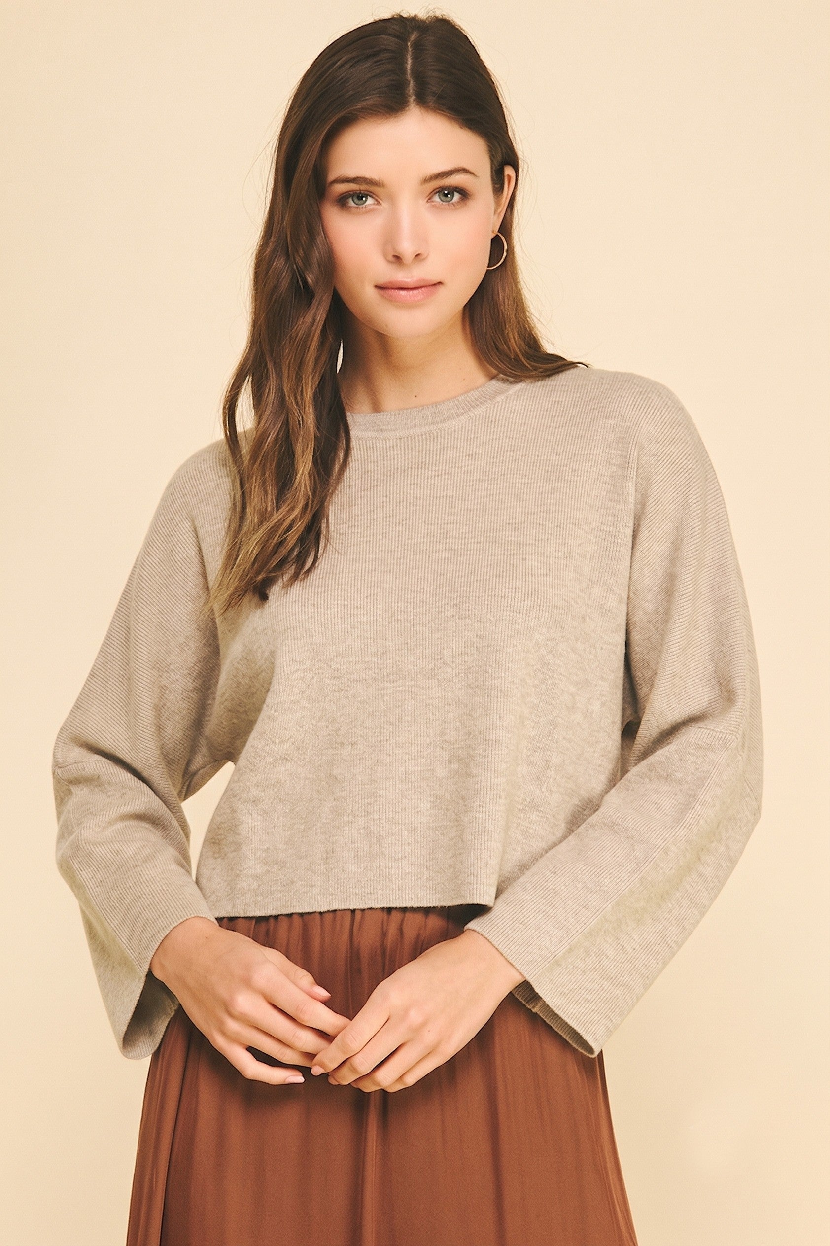 Wide Sleeve Sweater with Gathered Back Detail Secondary image